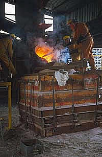 pouring the first Mclachlan-Hassell bell atCastlemaine, Victoria